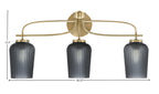 Cavella Three Light Bath Bar in New Age Brass with 5" Smoke Textured Shade