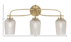 Cavella Three Light Bath Bar in New Age Brass with 5" Silver Textured Shade