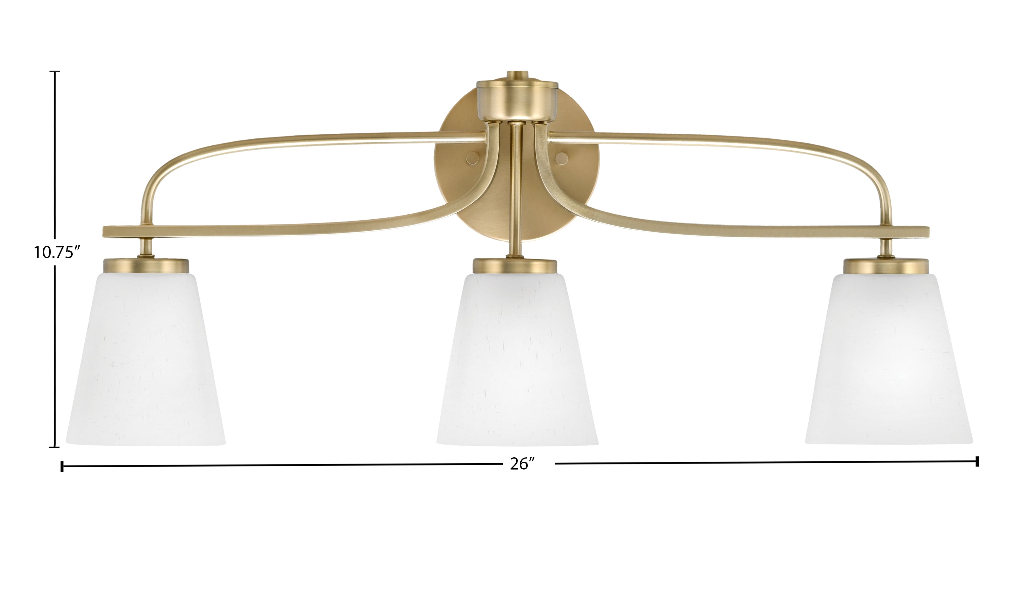 Cavella Three Light Bath Bar in New Age Brass with 4.5" White Muslin Shade