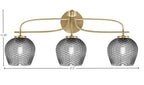 Cavella Three Light Bath Bar in New Age Brass with 6" Smoke Textured Shade