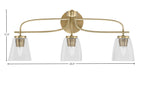 Cavella Three Light Bath Bar in New Age Brass with 4.5" Clear Bubble Shade