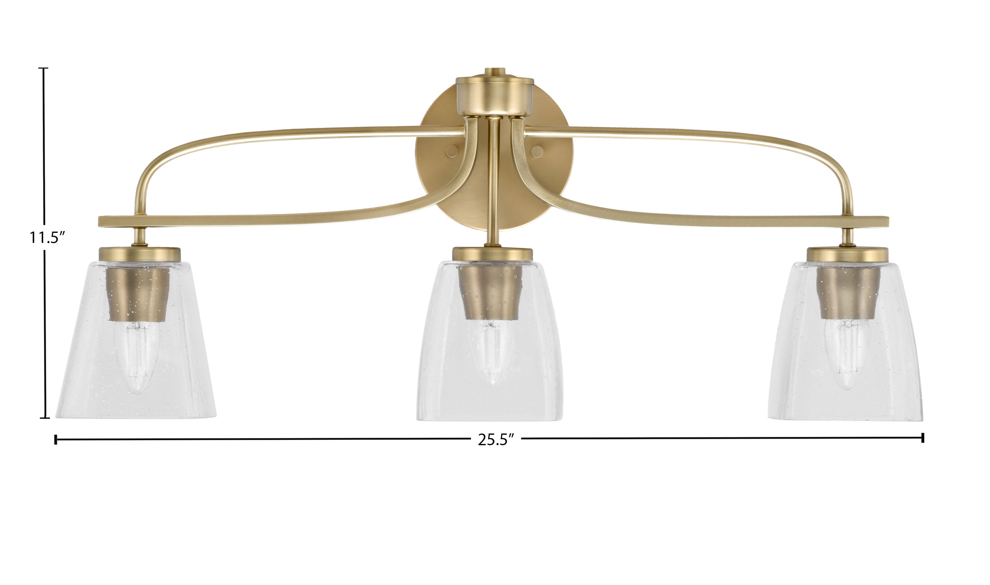 Cavella Three Light Bath Bar in New Age Brass with 4.5" Clear Bubble Shade