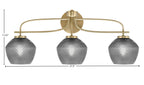 Cavella Three Light Bath Bar in New Age Brass with 6" Smoke Textured Shade