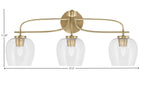Cavella Three Light Bath Bar in New Age Brass with 6" Clear Bubble Shade