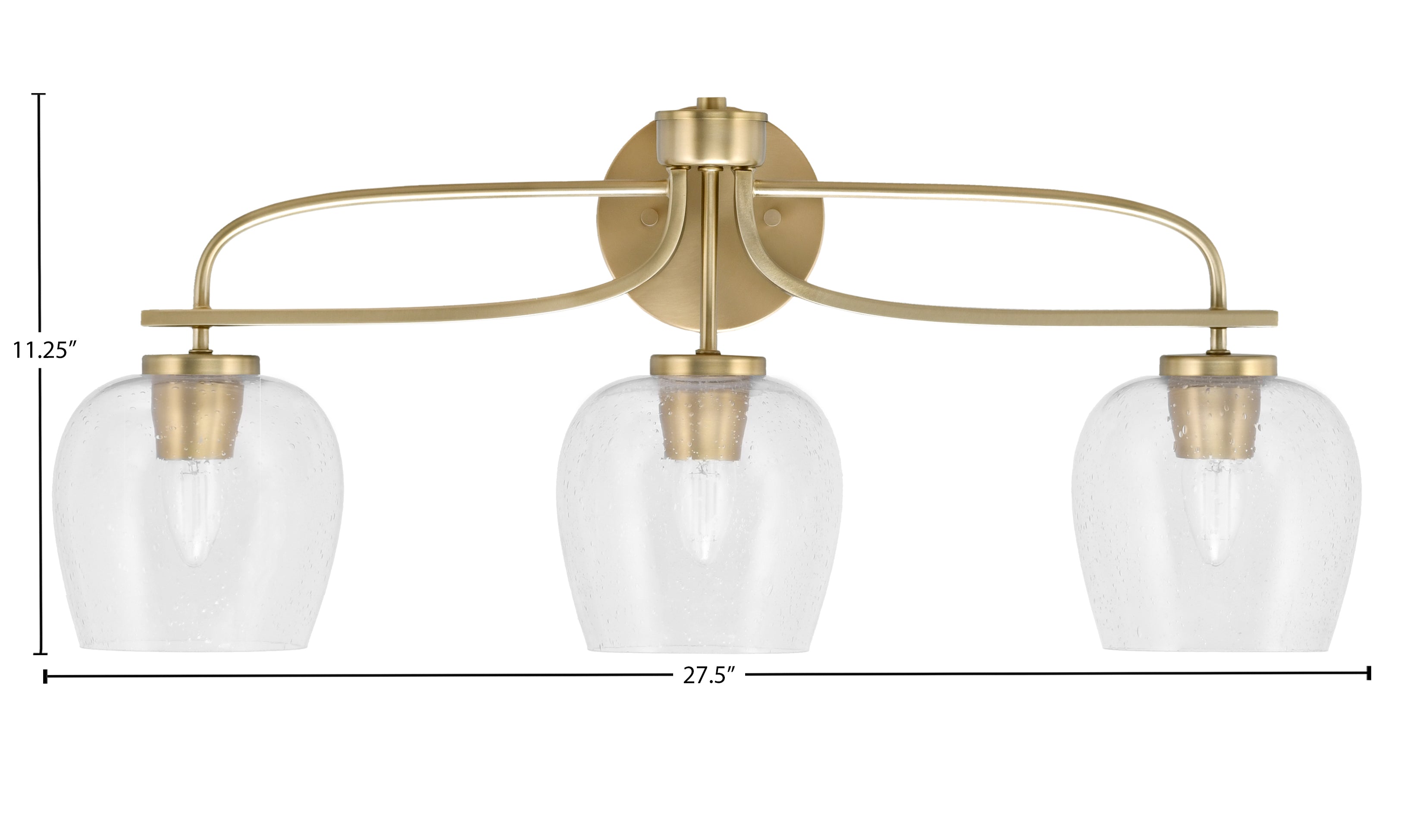 Cavella Three Light Bath Bar in New Age Brass with 6" Clear Bubble Shade