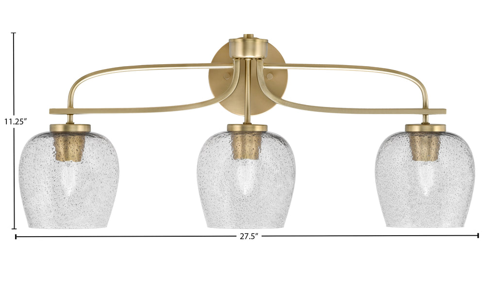 Cavella Three Light Bath Bar in New Age Brass with 6" Smoke Bubble Shade