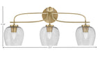 Cavella Three Light Bath Bar in New Age Brass with 6" Smoke Bubble Shade