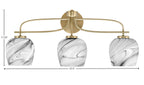 Cavella Three Light Bath Bar in New Age Brass with 6" Onyx Swirl Shade