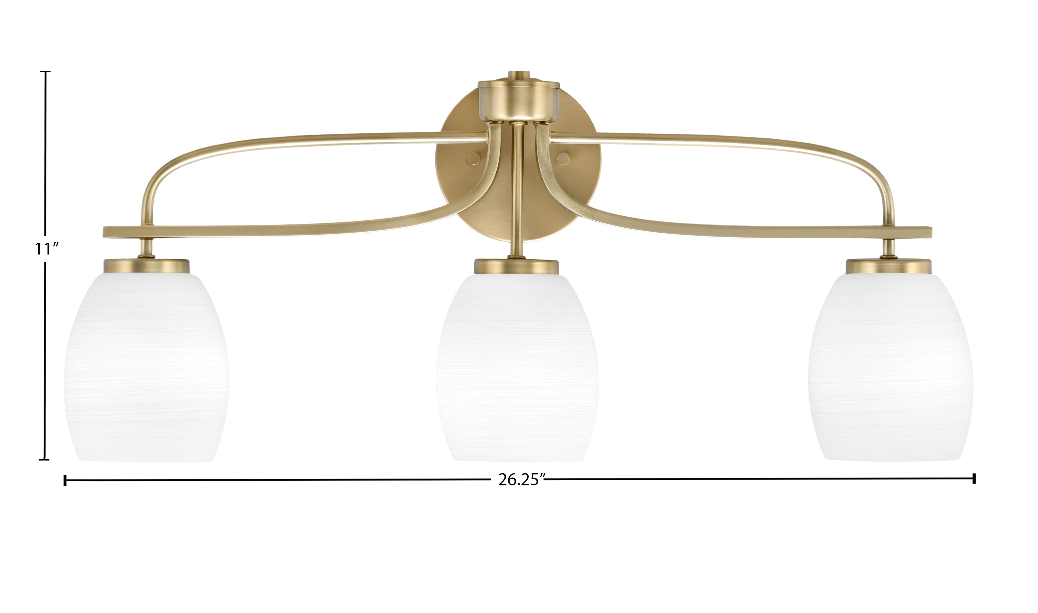 Cavella Three Light Bath Bar in New Age Brass with 5" White Linen Shade