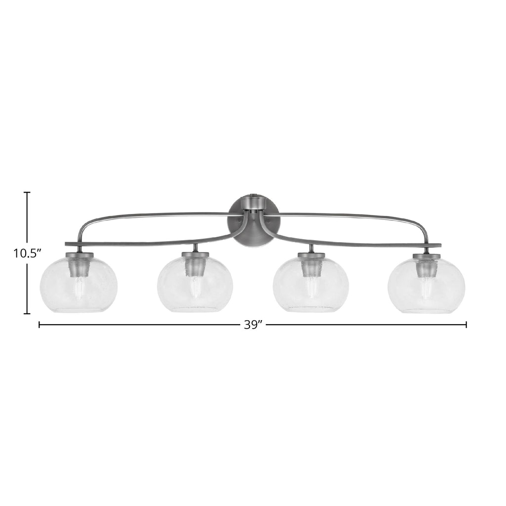 Cavella Four Light Bath Bar in Graphite with 7" Clear Bubble Shade