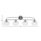 Cavella Four Light Bath Bar in Graphite with 7" Clear Bubble Shade