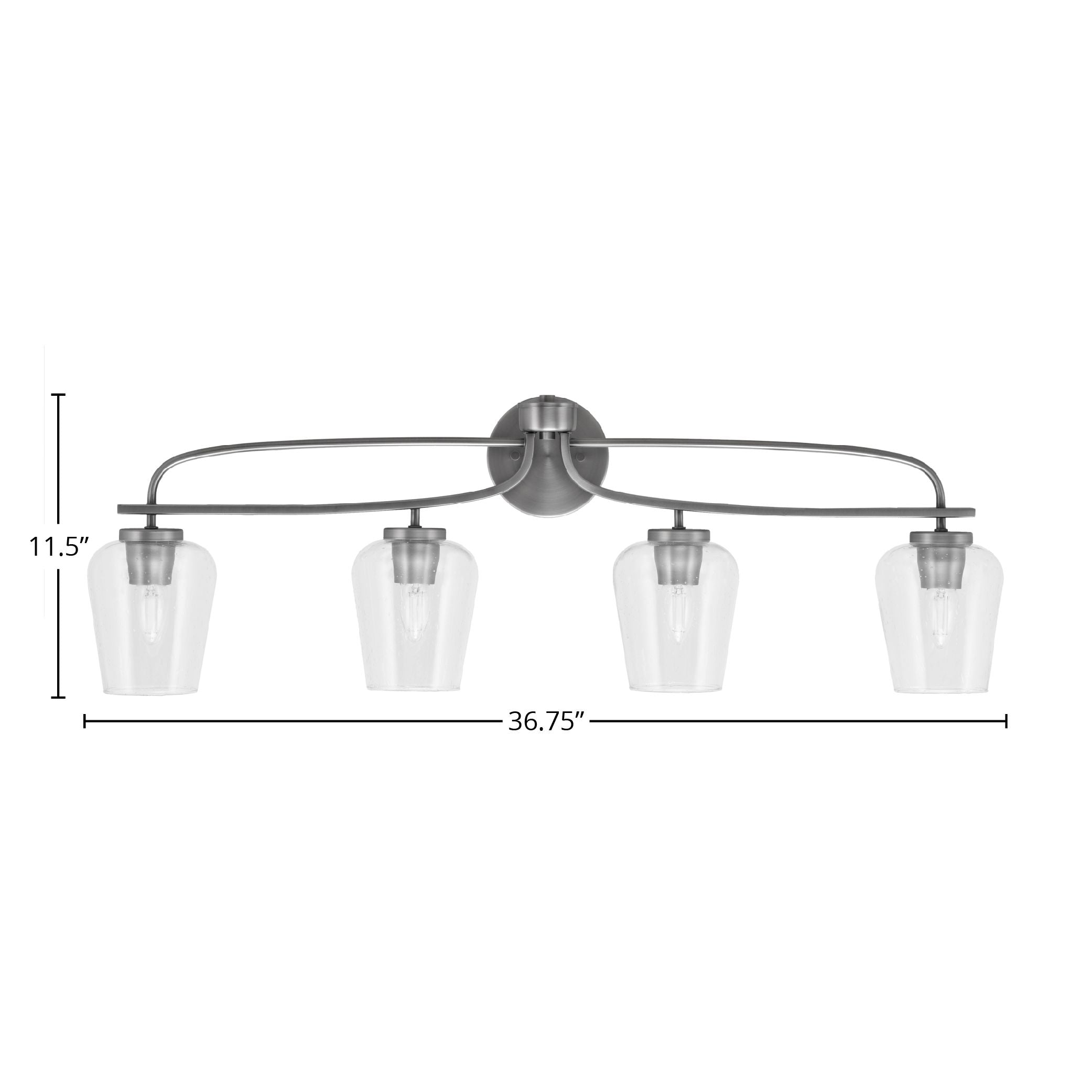 Cavella Four Light Bath Bar in Graphite with 5" Clear Bubble Shade