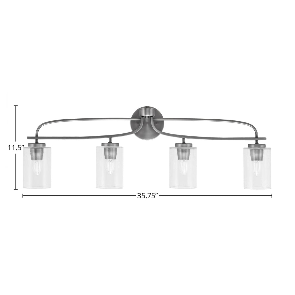 Cavella Four Light Bath Bar in Graphite with 4" Clear Bubble Shade