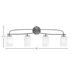 Cavella Four Light Bath Bar in Graphite with 4" White Marble Shade
