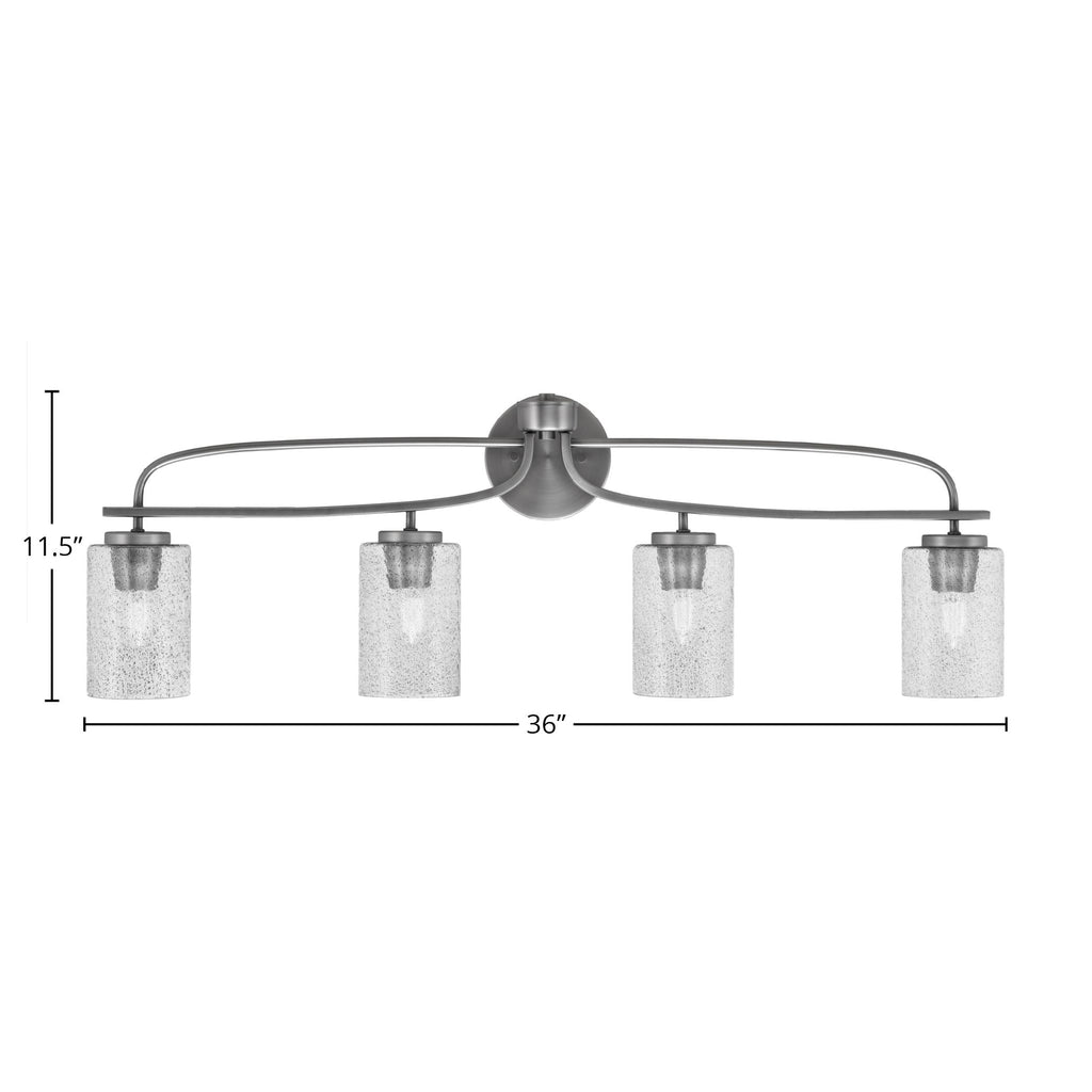 Cavella Four Light Bath Bar in Graphite with 4" Smoke Bubble Shade