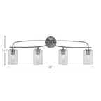 Cavella Four Light Bath Bar in Graphite with 4" Smoke Bubble Shade