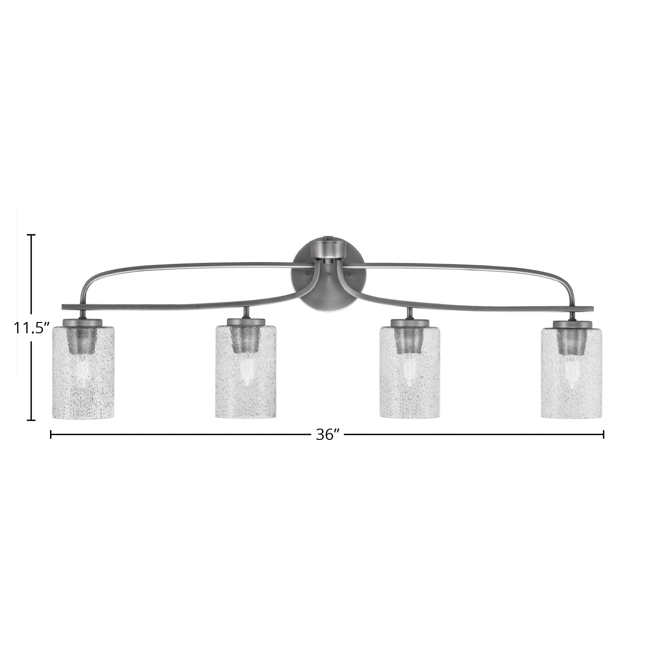 Cavella Four Light Bath Bar in Graphite with 4" Smoke Bubble Shade