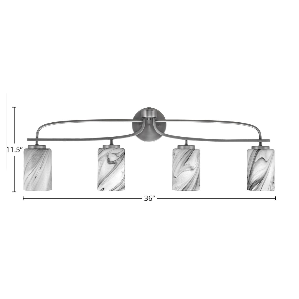 Cavella Four Light Bath Bar in Graphite with 4" Onyx Swirl Shade