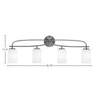 Cavella Four Light Bath Bar in Graphite with 4" White Muslin Shade