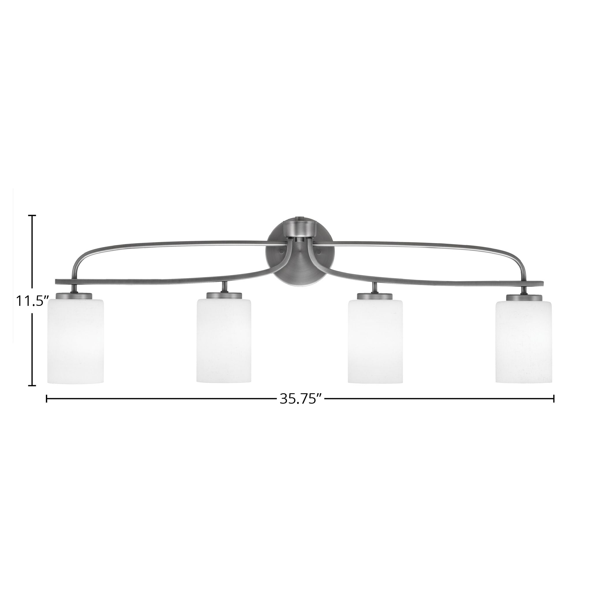 Cavella Four Light Bath Bar in Graphite with 4" White Muslin Shade