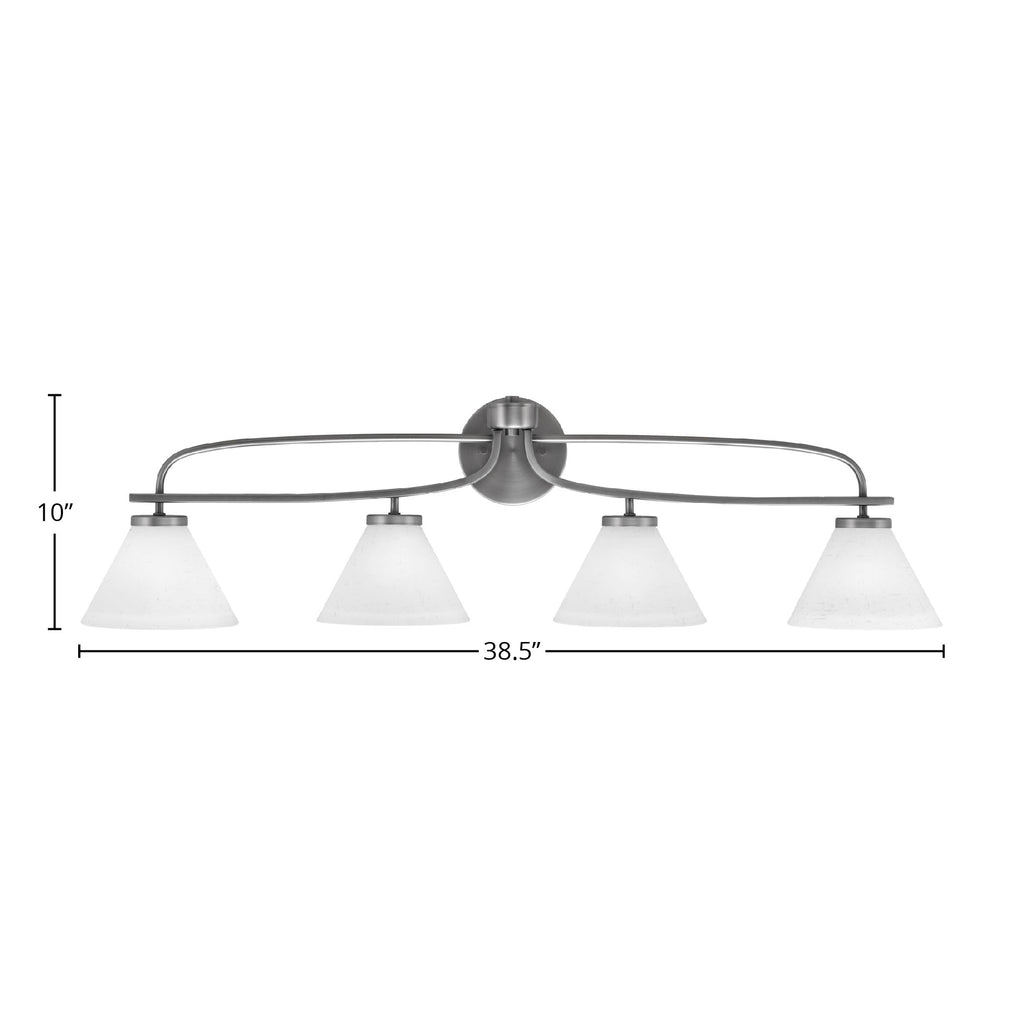 Cavella Four Light Bath Bar in Graphite with 7" White Muslin Shade