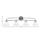 Cavella Four Light Bath Bar in Graphite with 7" White Muslin Shade