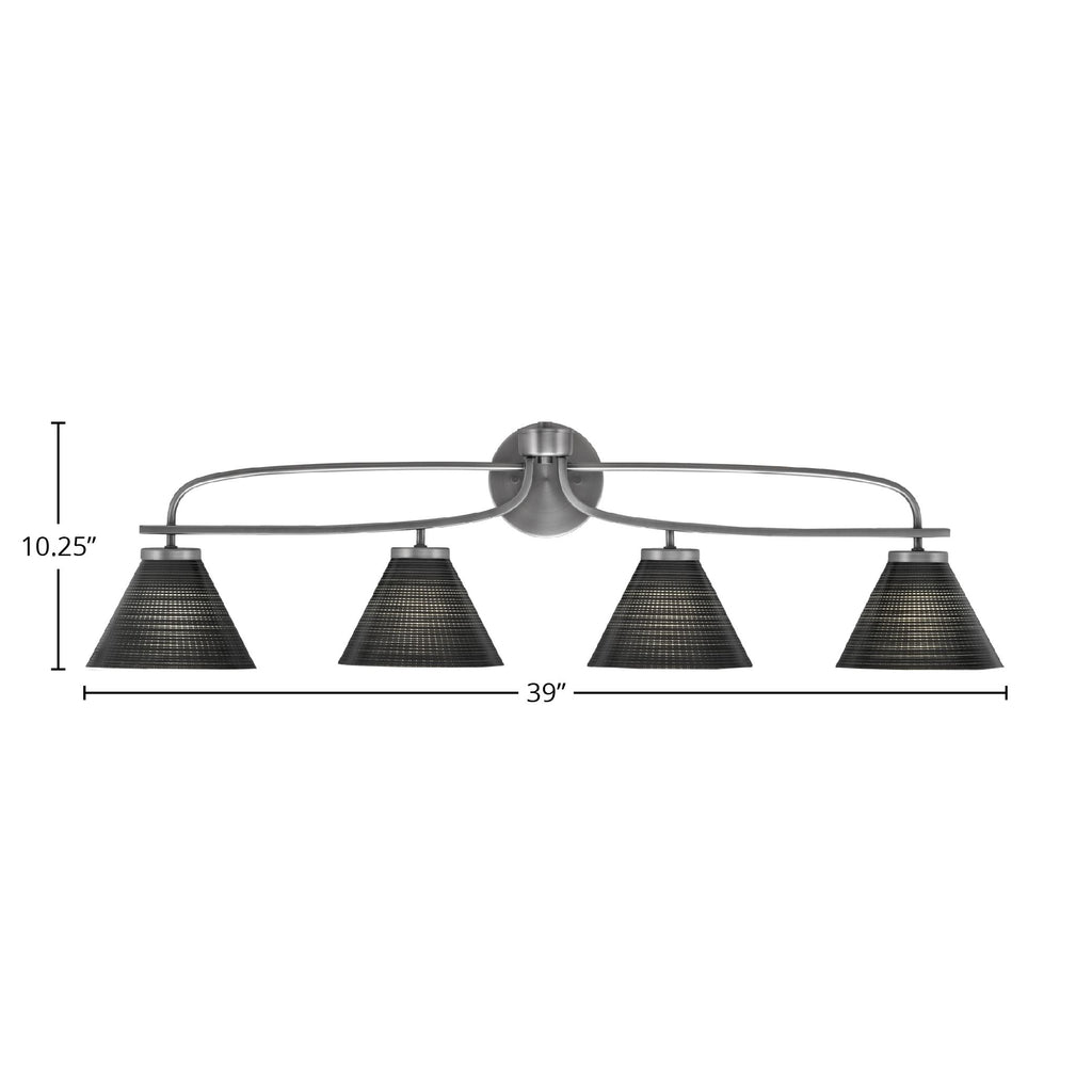 Cavella Four Light Bath Bar in Graphite with 7" Black Matrix Shade