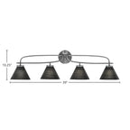 Cavella Four Light Bath Bar in Graphite with 7" Black Matrix Shade