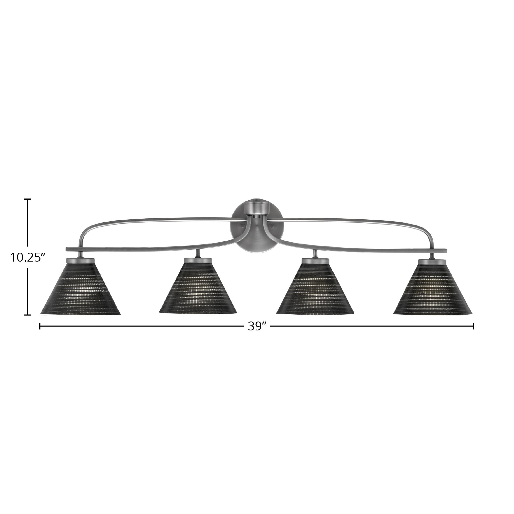 Cavella Four Light Bath Bar in Graphite with 7" Black Matrix Shade