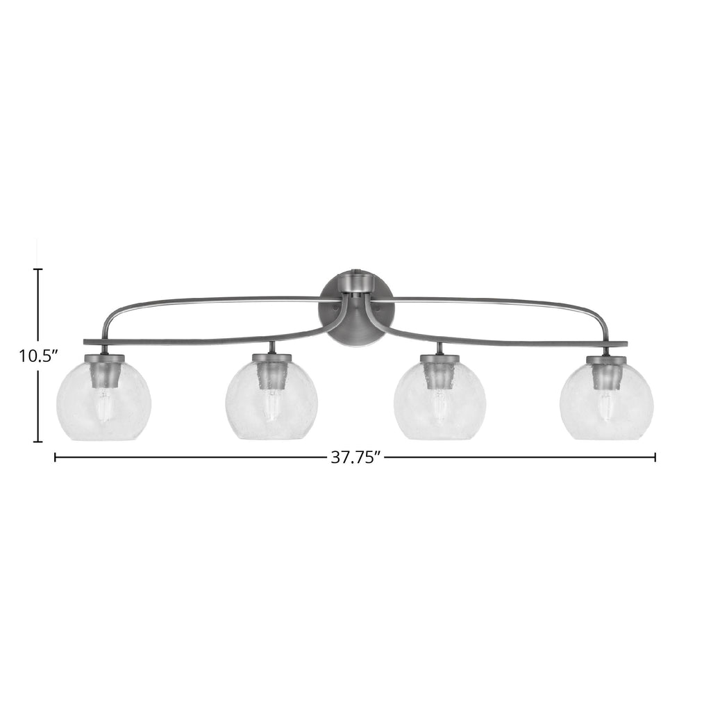 Cavella Four Light Bath Bar in Graphite with 5.75" Clear Bubble Shade