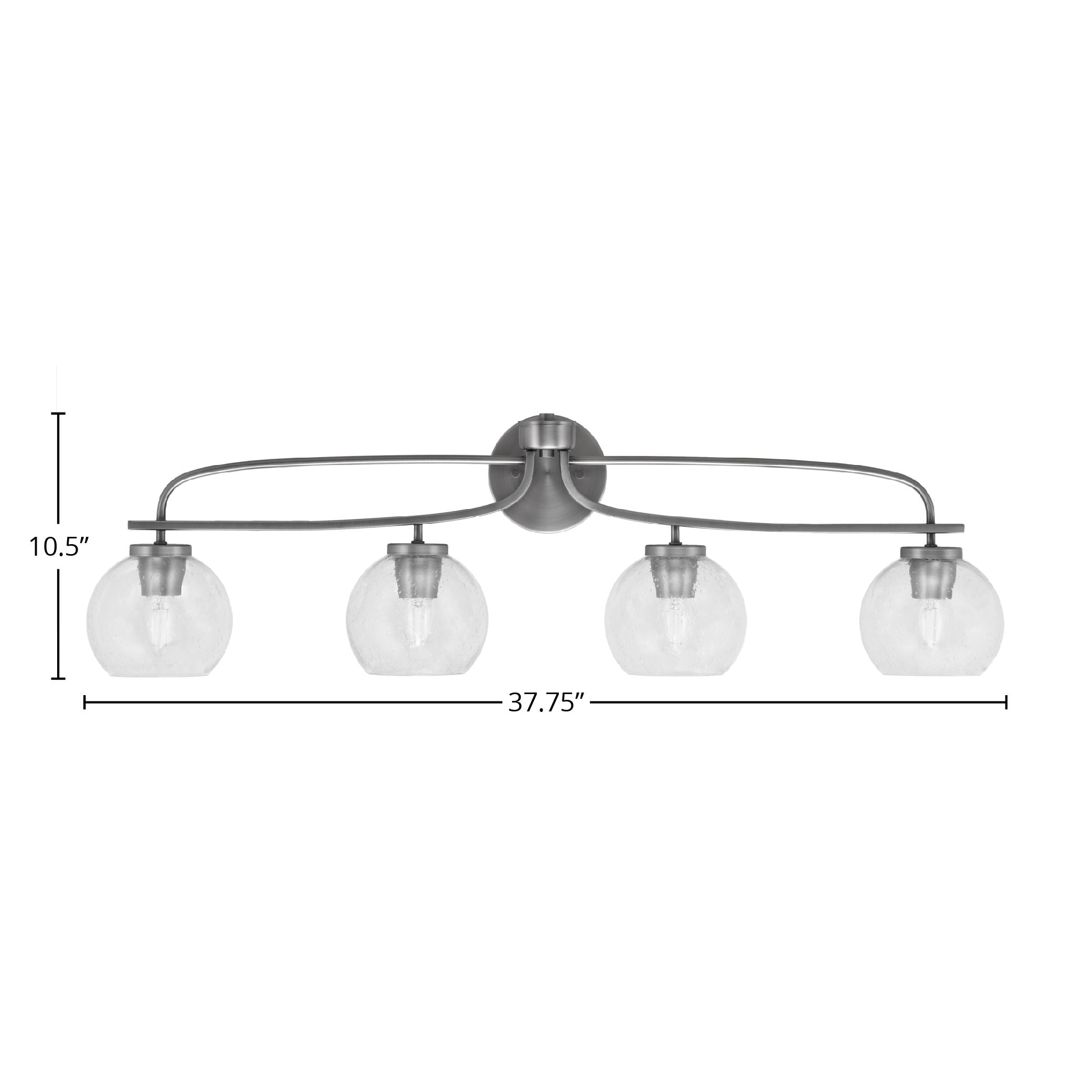 Cavella Four Light Bath Bar in Graphite with 5.75" Clear Bubble Shade