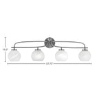 Cavella Four Light Bath Bar in Graphite with 5.75" White Marble Shade