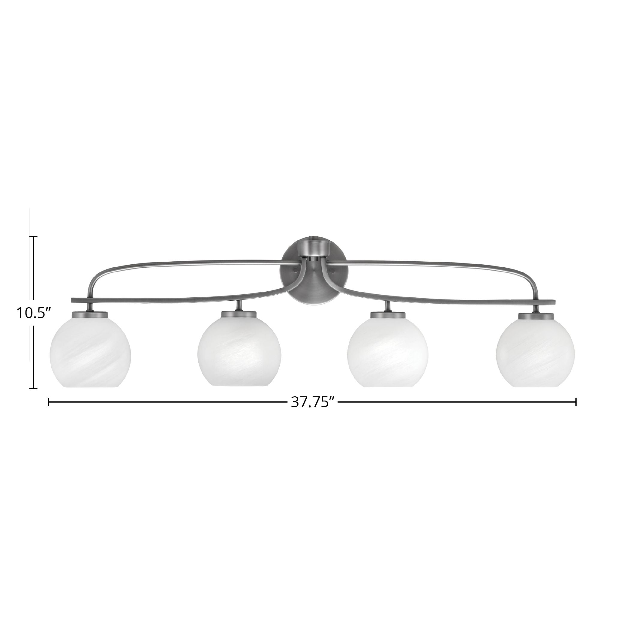 Cavella Four Light Bath Bar in Graphite with 5.75" White Marble Shade