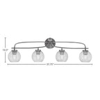 Cavella Four Light Bath Bar in Graphite with 5.75" Smoke Bubble Shade