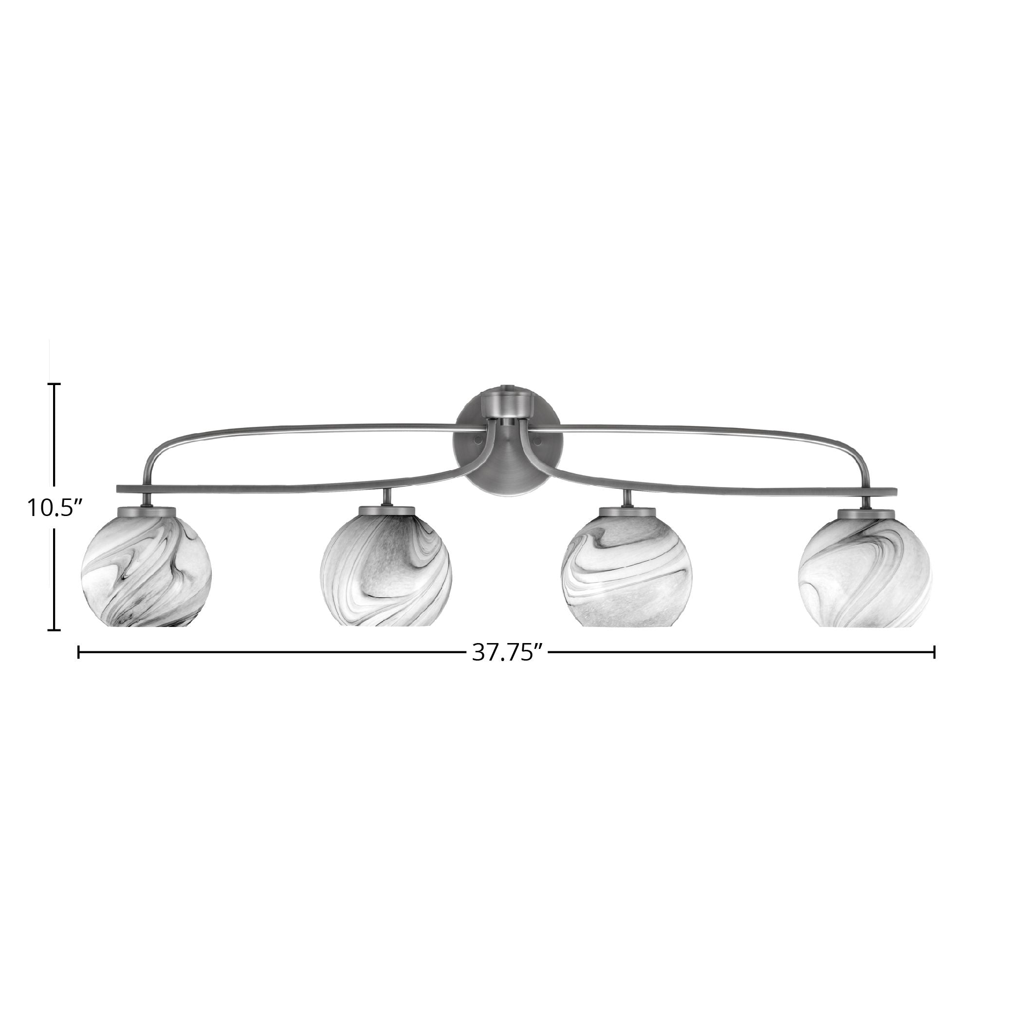 Cavella Four Light Bath Bar in Graphite with 5.75" Onyx Swirl Shade