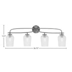 Cavella Four Light Bath Bar in Graphite with 5" Clear Textured Shade