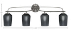 Cavella Four Light Bath Bar in Graphite with 5" Smoke Textured Shade