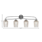 Cavella Four Light Bath Bar in Graphite with 5" Silver Textured Shade