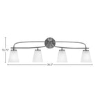 Cavella Four Light Bath Bar in Graphite with 4.5" White Muslin Shade