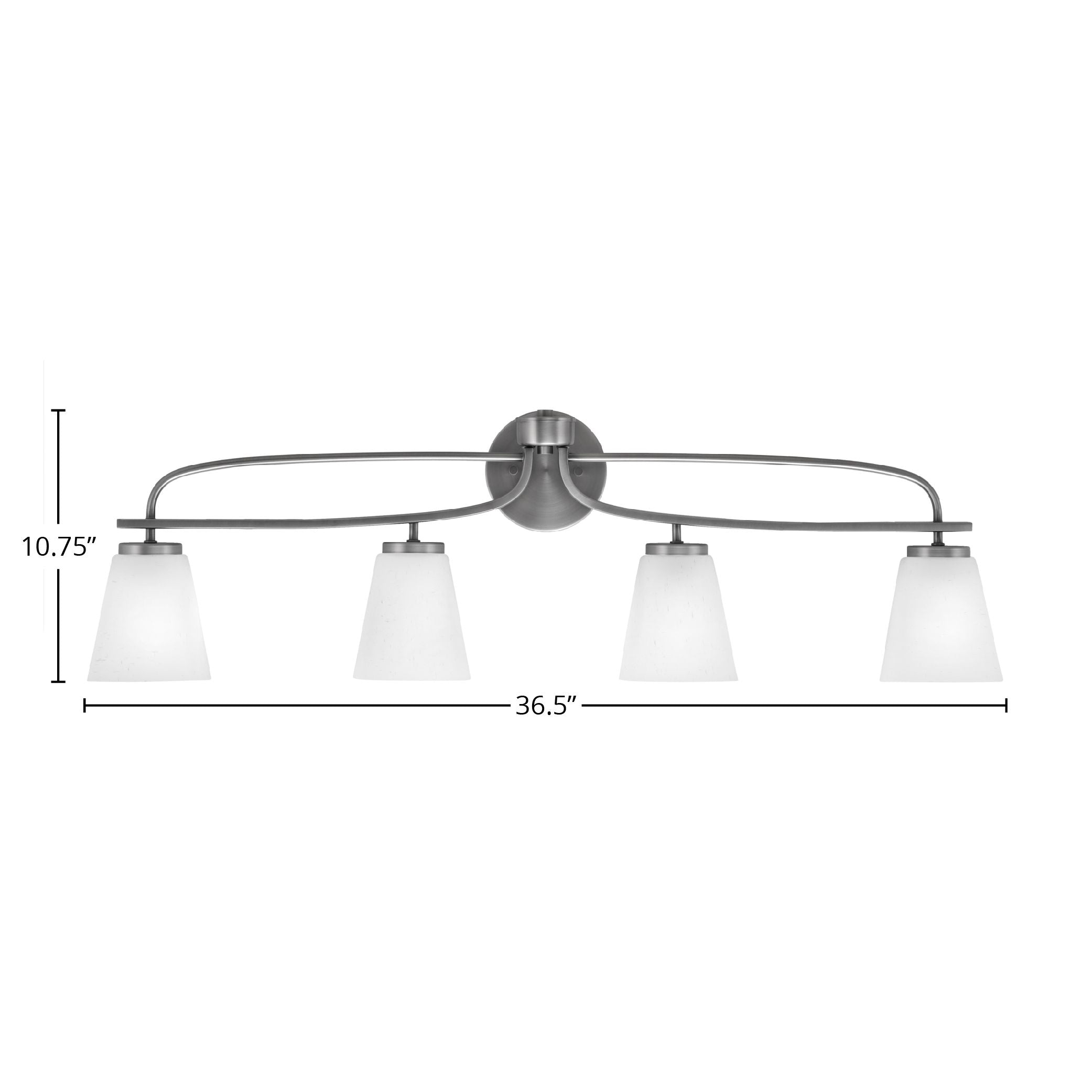 Cavella Four Light Bath Bar in Graphite with 4.5" White Muslin Shade