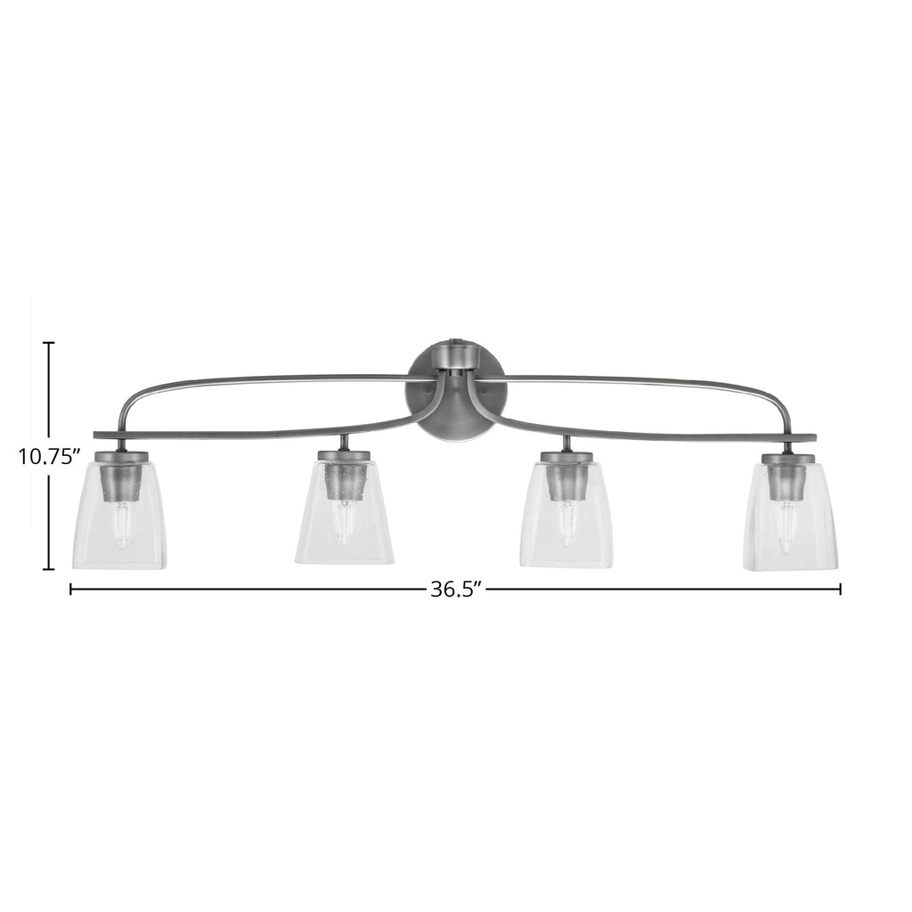 Cavella Four Light Bath Bar in Graphite with 4.5" Clear Bubble Shade