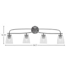 Cavella Four Light Bath Bar in Graphite with 4.5" Clear Bubble Shade