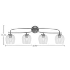 Cavella Four Light Bath Bar in Graphite with 6" Clear Bubble Shade