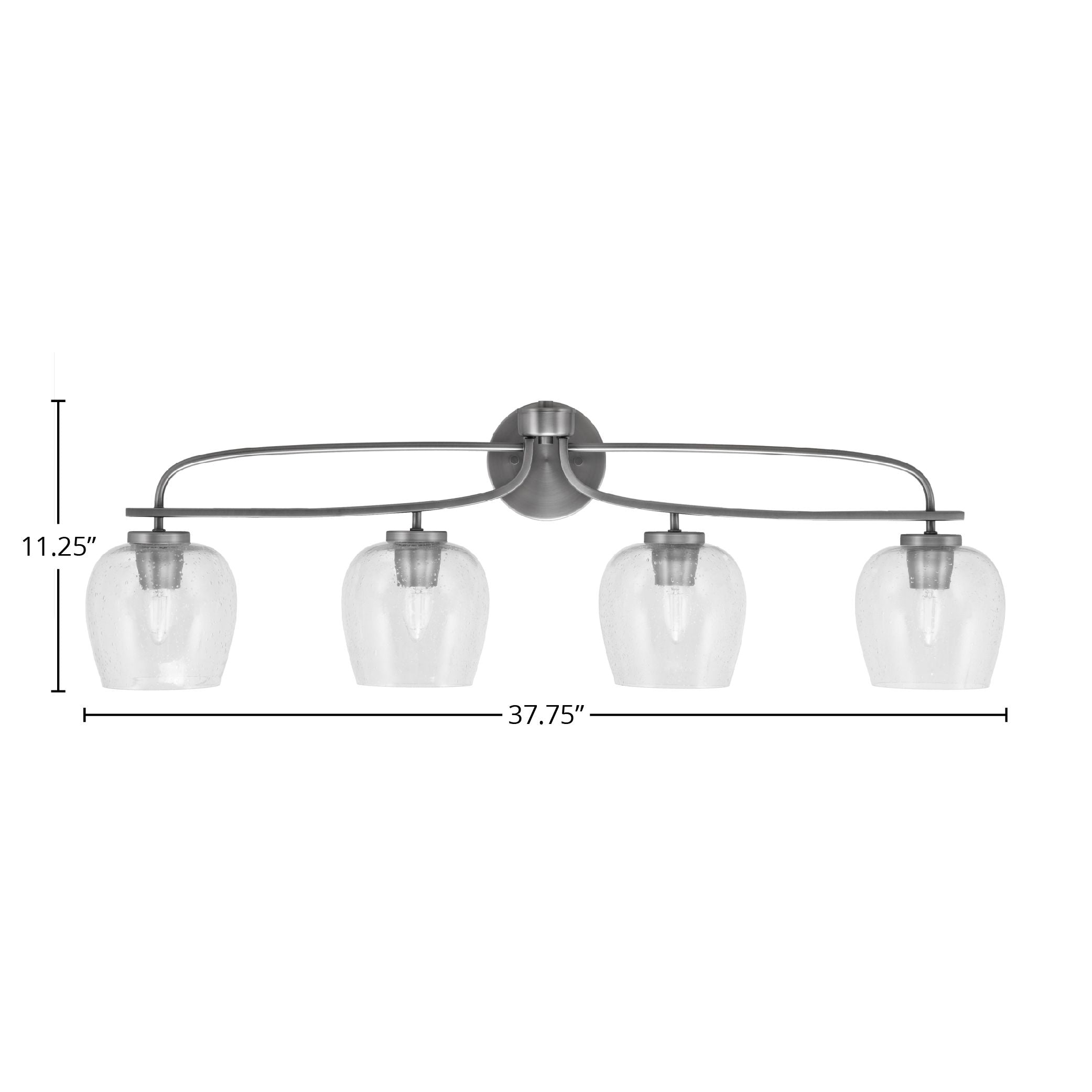 Cavella Four Light Bath Bar in Graphite with 6" Clear Bubble Shade