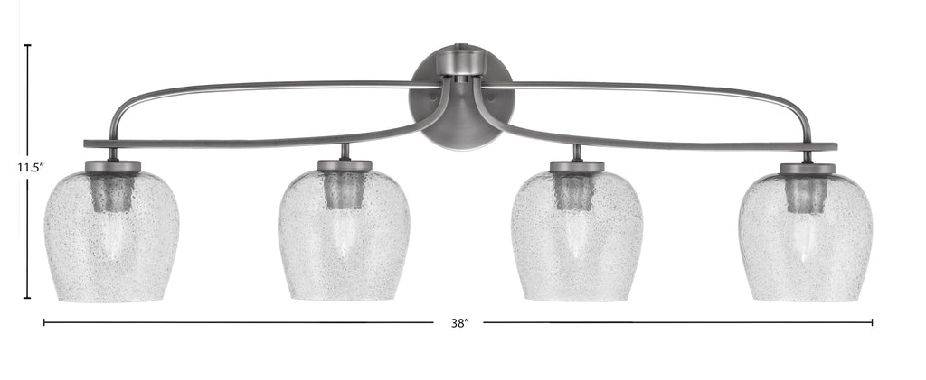 Cavella Four Light Bath Bar in Graphite with 6" Smoke Bubble Shade