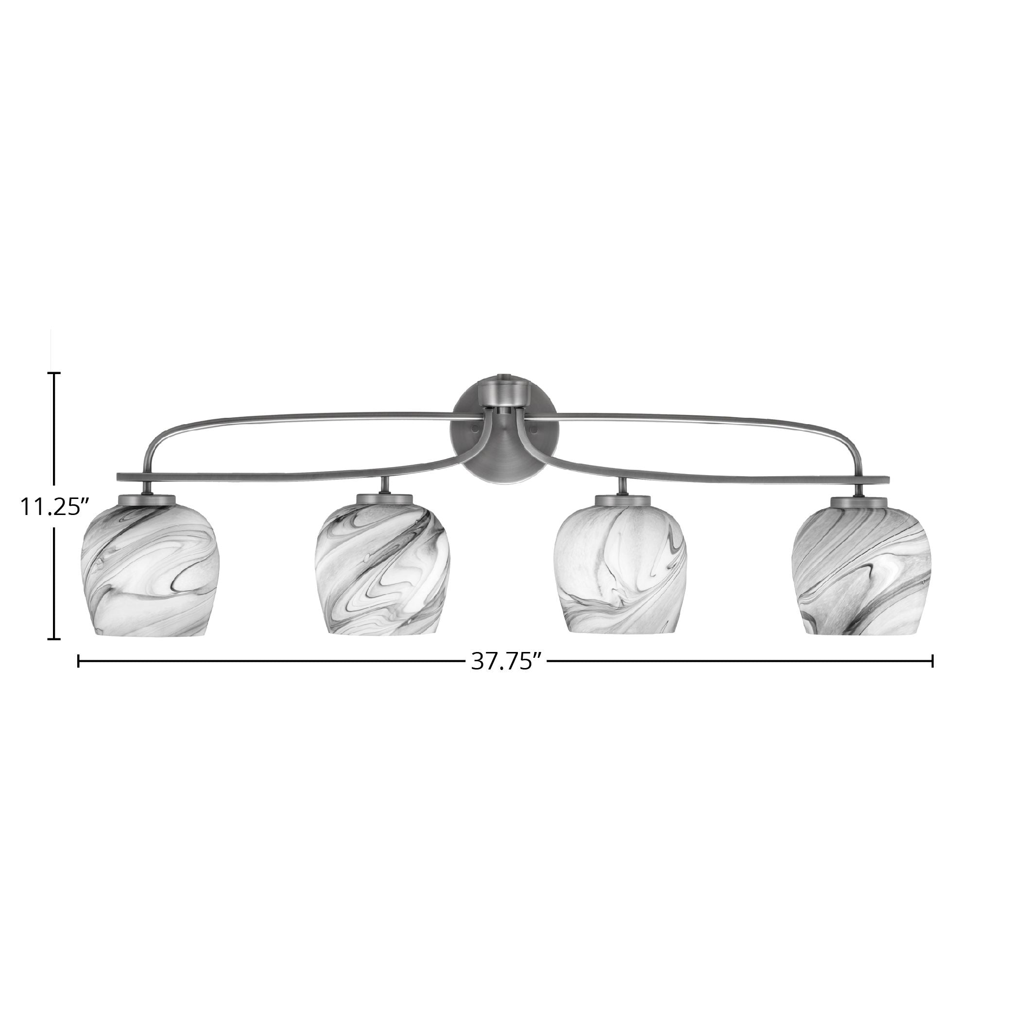 Cavella Four Light Bath Bar in Graphite with 6" Onyx Swirl Shade