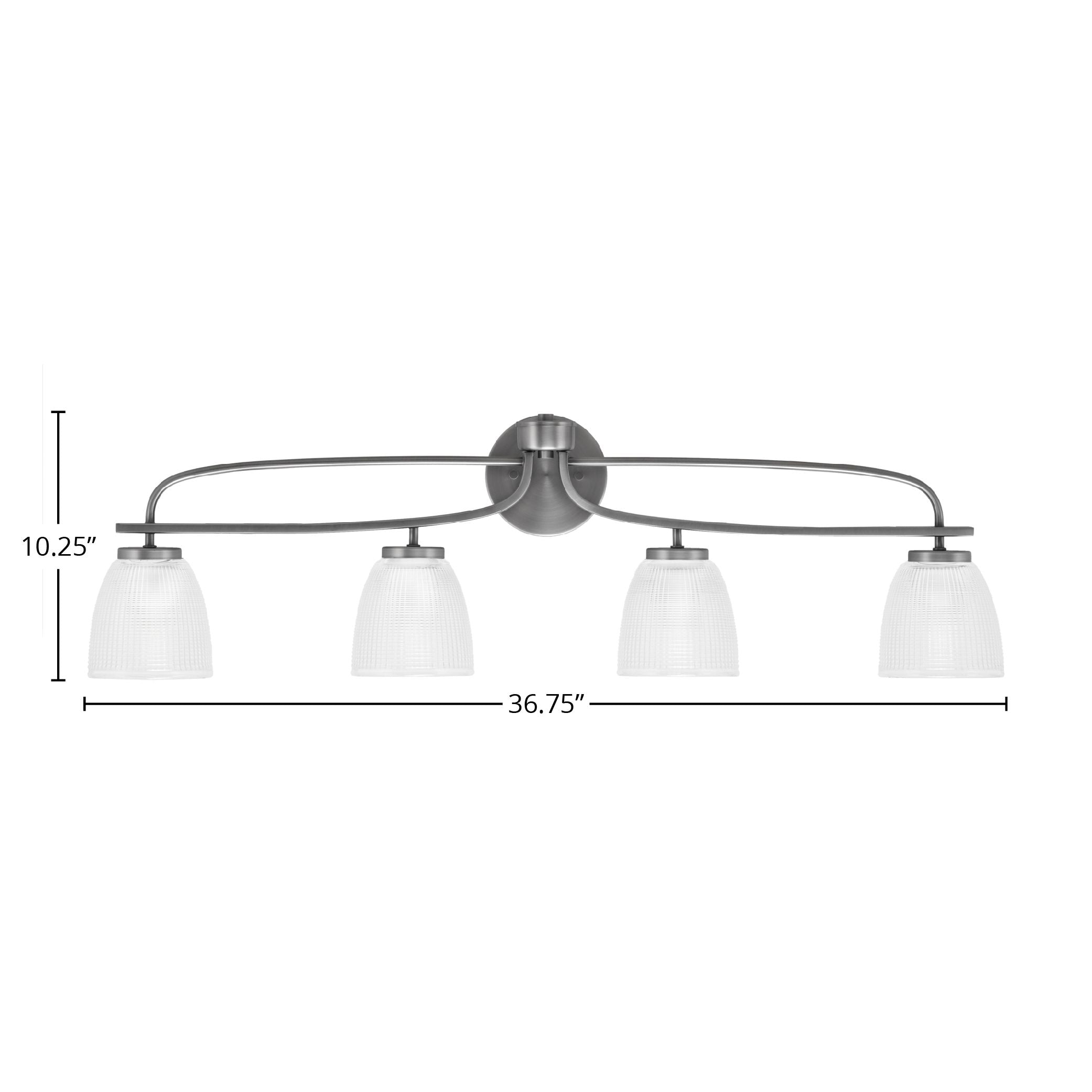 Cavella Four Light Bath Bar in Graphite with 5" Clear Ribbed Shade