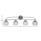 Cavella Four Light Bath Bar in Graphite with 6" Clear Ribbed Shade