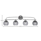Cavella Four Light Bath Bar in Graphite with 6" Smoke Ribbed Shade