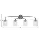 Cavella Four Light Bath Bar in Graphite with 4" Clear Bubble Shade
